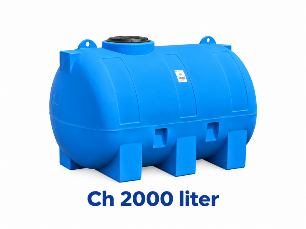 Kunststof watertank 2200 liter Horizontaal.