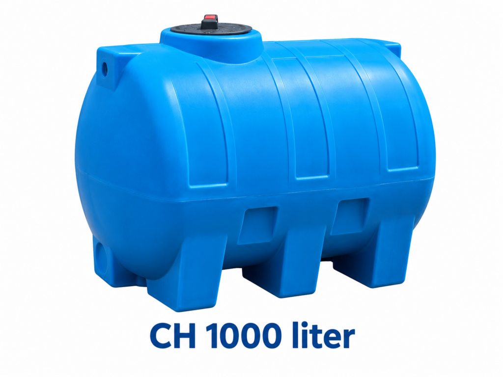 Kunststof watertank 1020 liter Horizontaal.